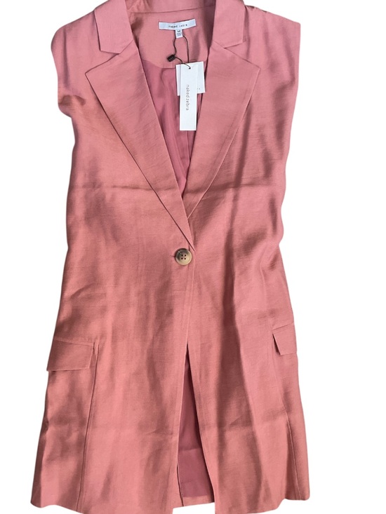 Naked Zebra Tops - Naked Zebra pink sleeveless blazer vest with a single button closure.